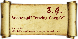 Bresztyánszky Gergő névjegykártya